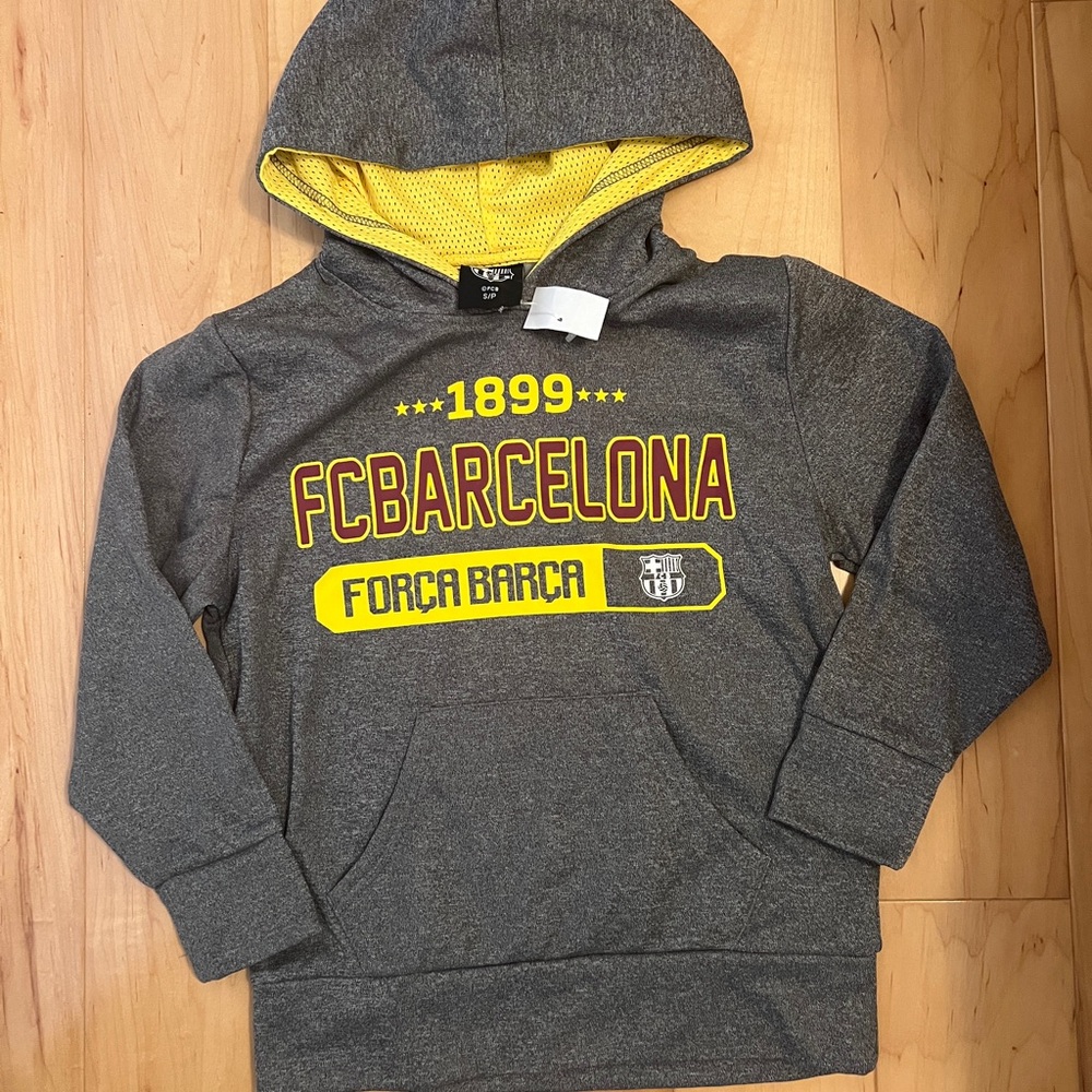 Kids FC Barcelona Gray Lightweight Hoodie - S/P